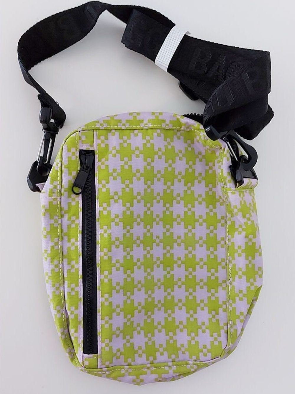 Baggu Pink and Pistachio Pixel Gingham Nylon crossbody Bag